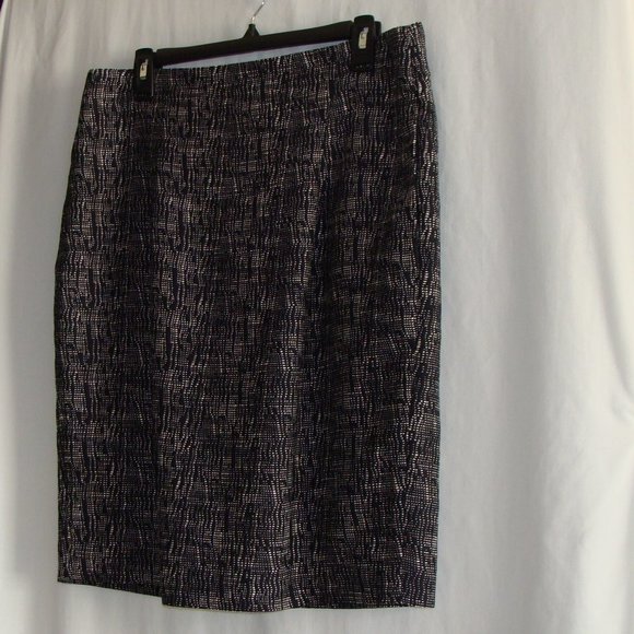 SOPHIE THEALLET for THE LIMITED Dark Blue & White TEXTURED Straight Skirt Sz 14 - Picture 1 of 9